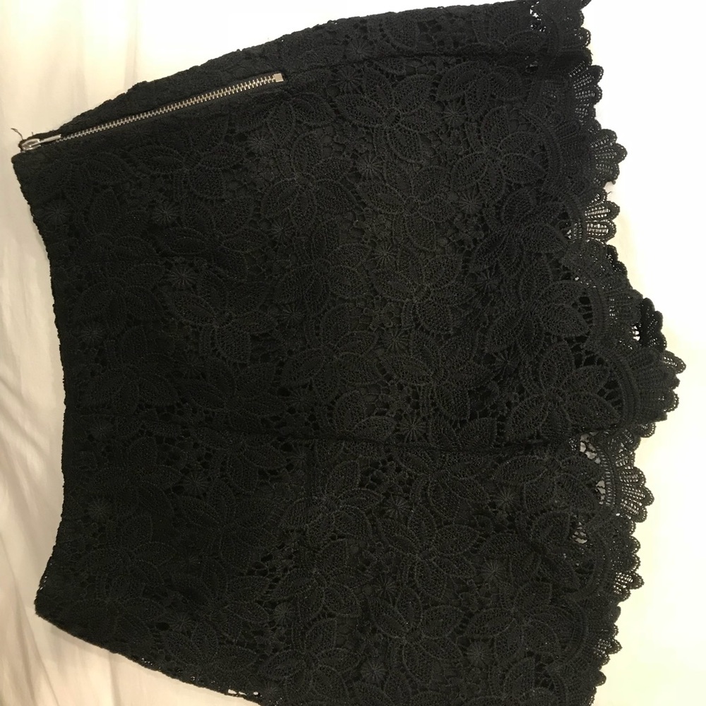 Black lace high rise shorts